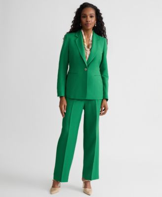 Women's Linen Notched Collar One-Button Blazer