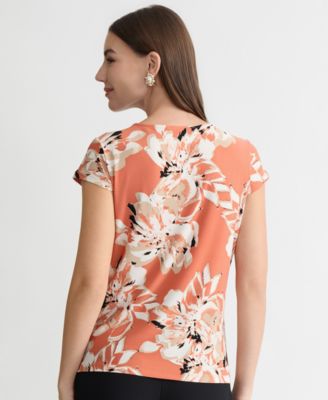 Women's Cowl-Neck Cap-Sleeve Top