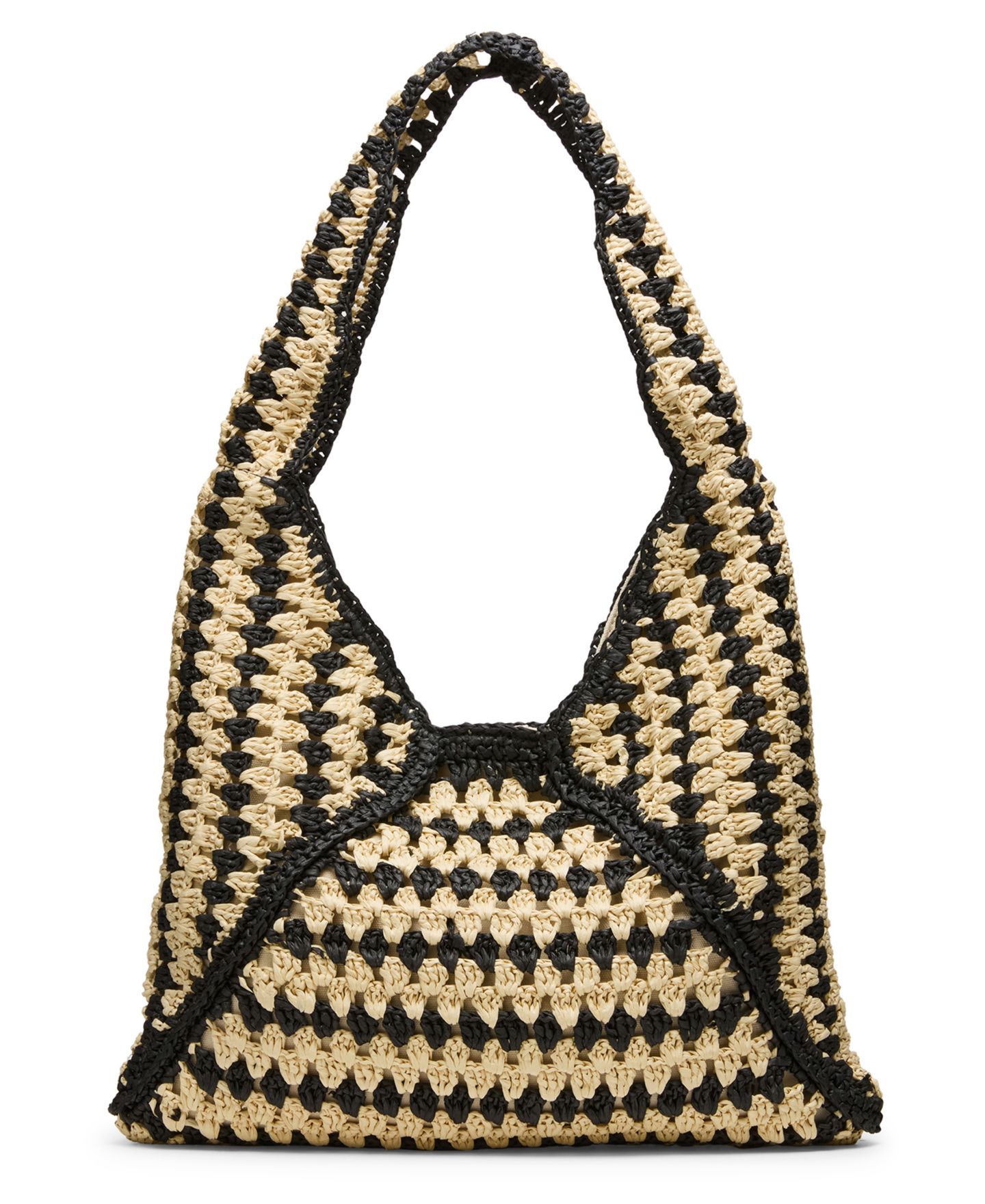 Женская сумка Steve Madden Voodoo Raffia Large Hobo Handbag, цвет: Чёрный — фото 2