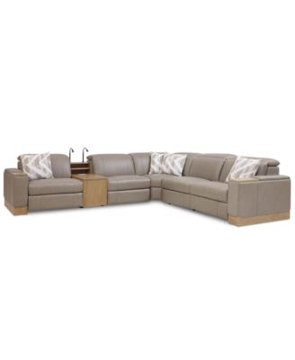 Maxyne 6-Piece Leather 3 Power L Sectional with Console