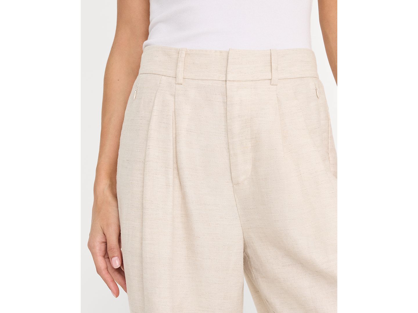 Женские брюки Good American Linen Mid-Rise Wide-Leg Trousers, цвет: Овсяный — фото 4