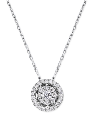 image of Diamond Cluster Halo Pendant Necklace (1/4 ct. t.w.) in 14k White Gold