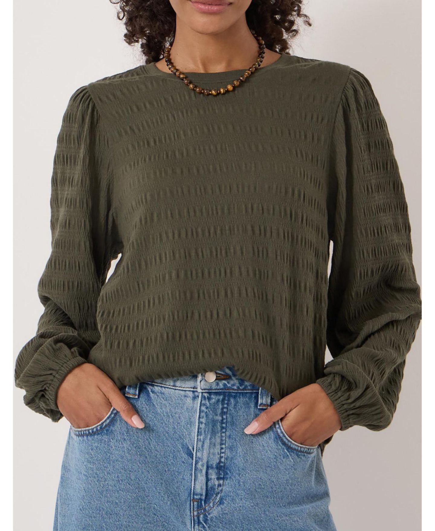 Женский топ Hush Thalia Seersucker Jersey, цвет: Тёмный хаки зелёный — фото 6
