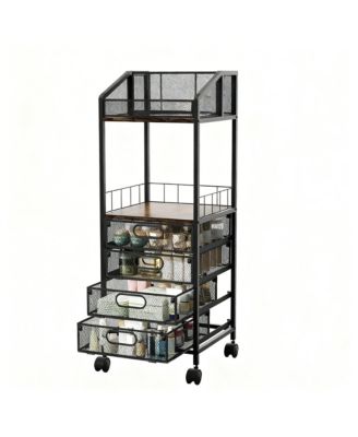 Multi-Compartment Makeup Organizer with Wheels for Skincare and Cosmetics