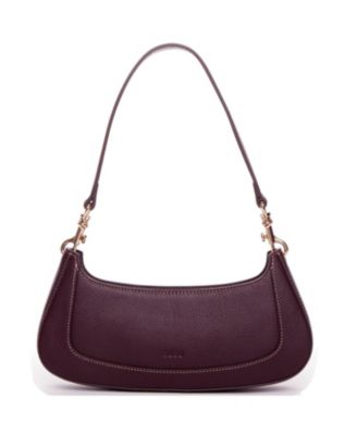 Women's Pebbled Leather Baguette Shoulder Bag East West Crescent Hobo Purse