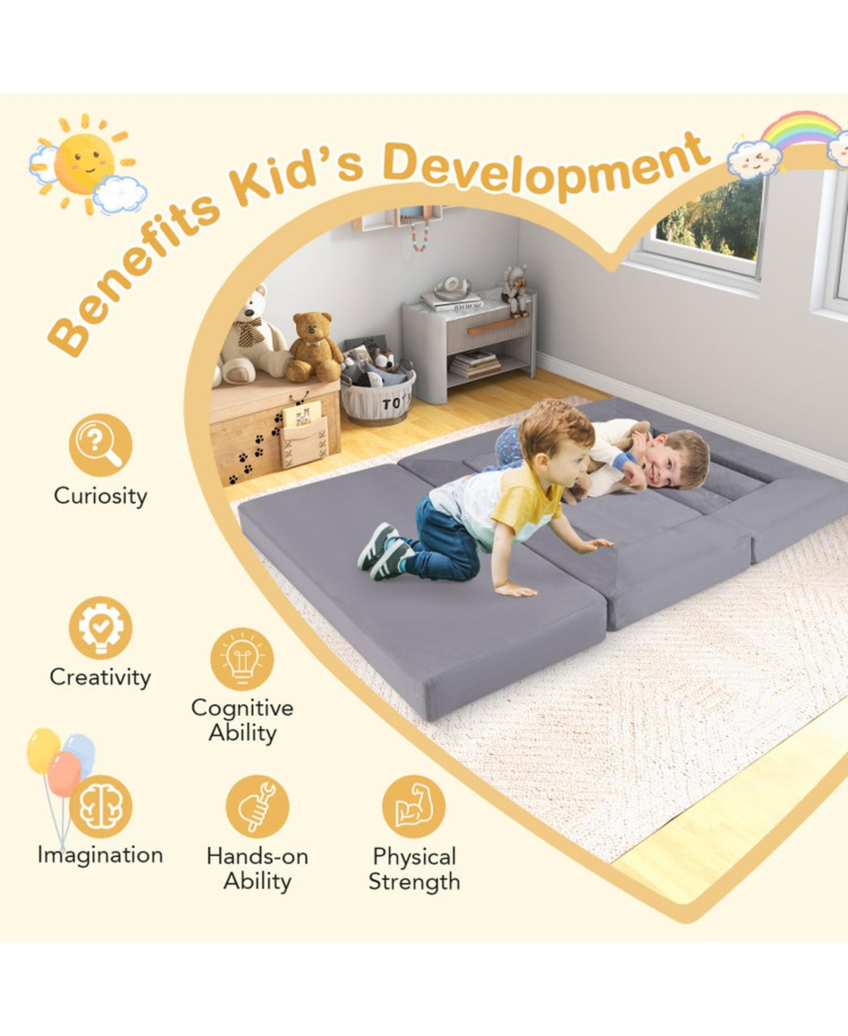 Gouun 9-Piece Foam Climb and Crawl Playset for Toddlers