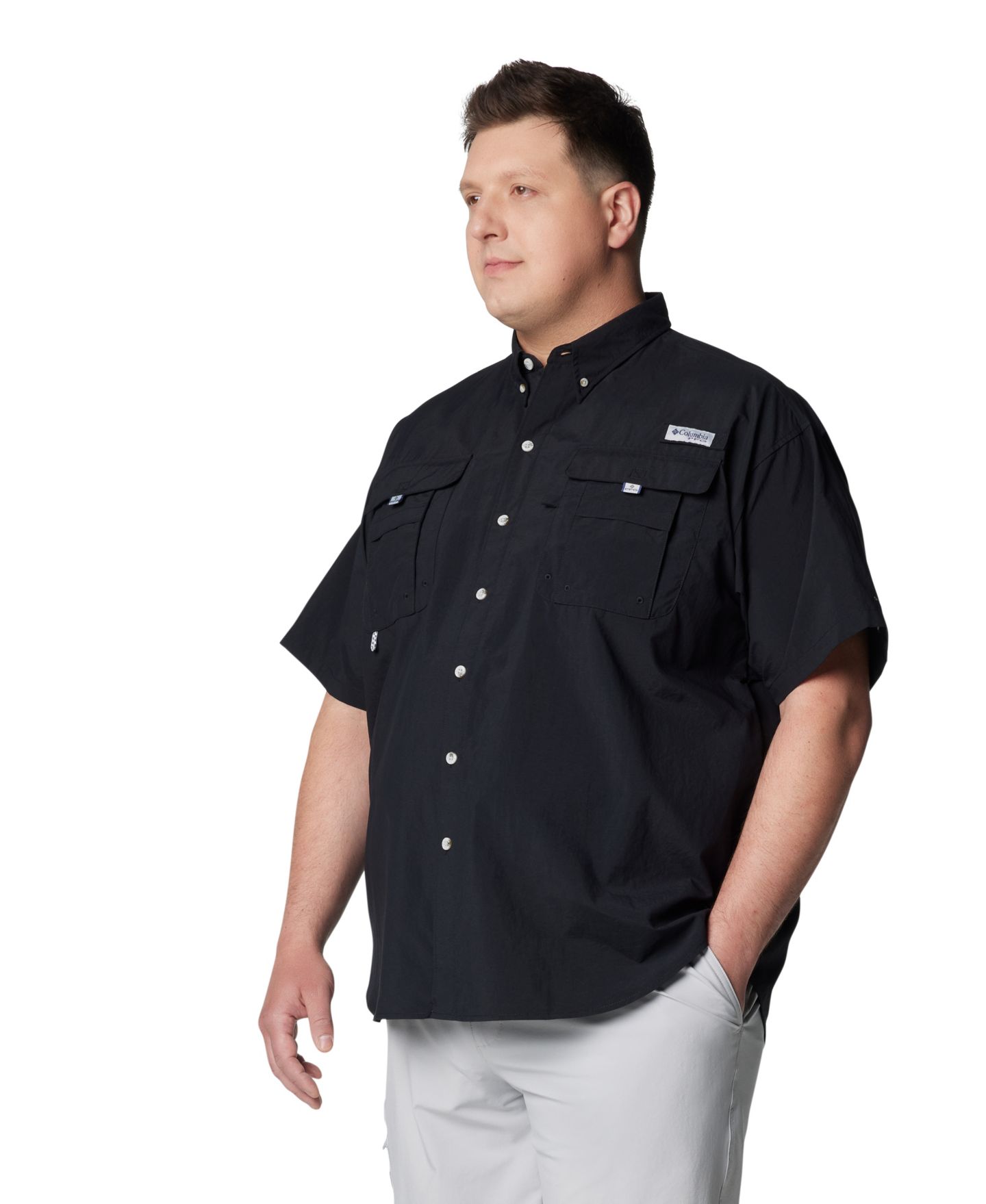 Мужская рубашка Columbia Big & Tall Bahama II Short Sleeve, цвет: Чёрный — фото 3