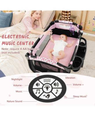 Baby Portable 4-in-1 Pack and Play Nursery Center with Bassinet and Canopy