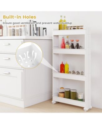 4-Tier Multifunctional Slim PP Storage Trolley with Ventilated Trays