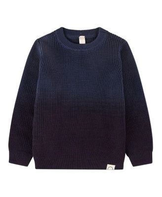 Toddler Boys Ribbed Cotton Knit Ombre Crewneck Pullover Sweater