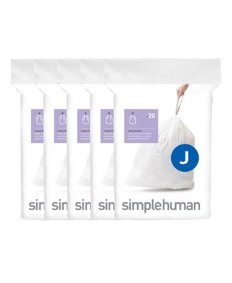 Code J 100pk Custom Fit Liners with 5 Quick Dispense Packs, 30-45L Kitchen Trash Bag Liners