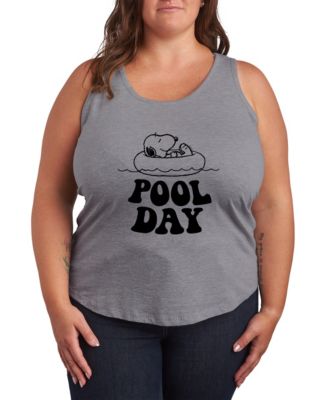 Plus Size Peanuts Snoopy Pool Day Racerback Graphic Tank Top
