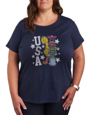 Plus Size Sesame Street Elmo and Friends USA Short-Sleeve Graphic T-Shirt