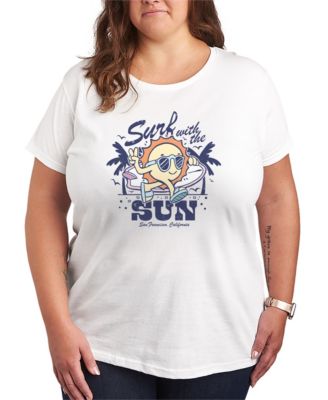 Plus Size Instant Message Surf with the Sun Short-Sleeve Graphic T-Shirt