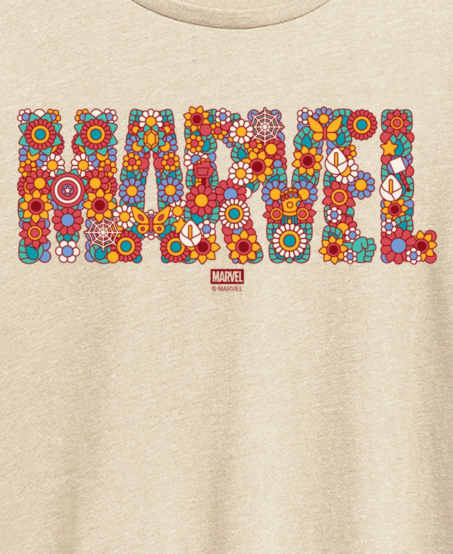 Plus Size Marvel Logo Florals Short-Sleeve Graphic T-Shirt