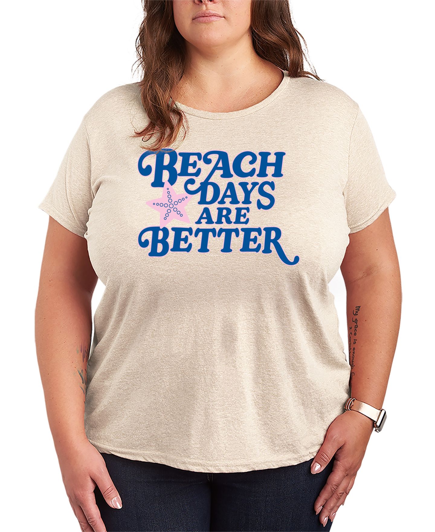 Женская футболка Hybrid Apparel Plus Size Instant Message Beach Days are Better Short-Sleeve Graphic, цвет: Берёзовый — фото 1
