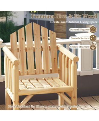Solid Wood Outdoor Patio Armchair with High 105 Degree Reclined Back and Curved Armrests