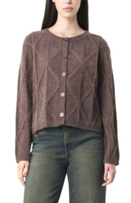Women's Diamond Pattern Knitted Cardigan