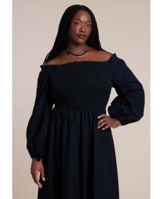 Women's Long Sleeve Smocked Maxi Dress