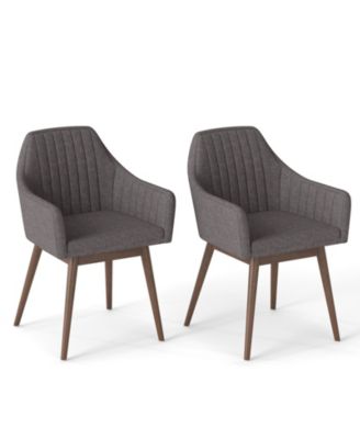 Upholstered Dining Arm Chairs Set of 2 with Padded Backrest