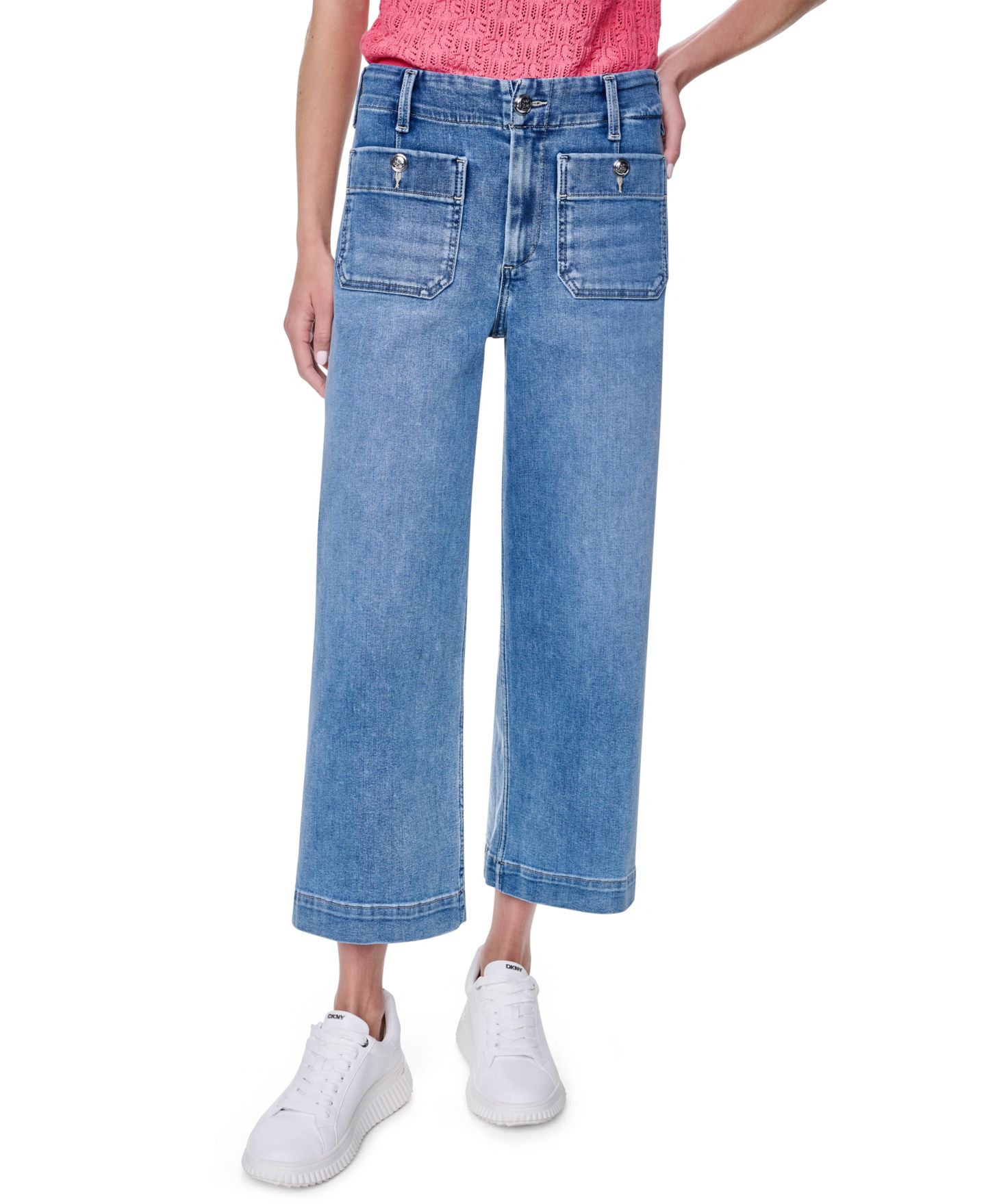 Женские джинсы DKNY Jeans Petite High-Rise Patch-Pocket Wide Leg, цвет: Baxter — фото 2