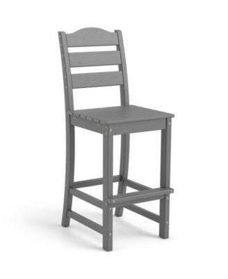 Set of 2 HDPE Bar Stool Tall Chair Backrest Footrest All Weather Patio