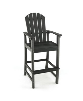 2PCS HDPE Bar Height Stool Tall Chair Armrest Footrest All Weather Outdoor Patio