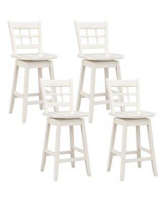 4PCS 24.5 Inch Counter Height Bar Chairs Swivel Bar Stools w/ Hollow Backrest