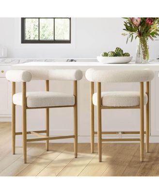 24" Counter Height Bar Stools with Arms, Metal Legs, Set of 2