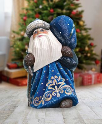 Woodcarved and Hand Painted Santa Midnight Yuletide Chorus with Bag Figurine