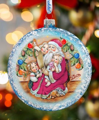 Santa List Circle Glass Ornament