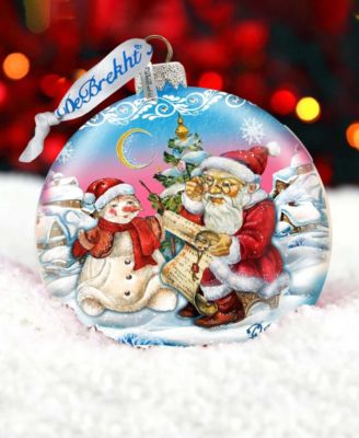 Limited Edition Oversized  Retro Santa List Ball Glass Ornament