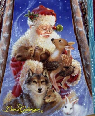 Woodcarved Hand Painted Santa Little Friends Figurine