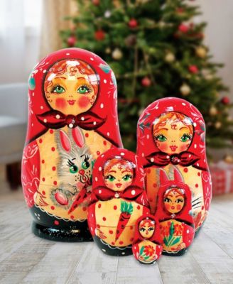 5 Piece Bunny Russian Matryoshka Nested Doll Set