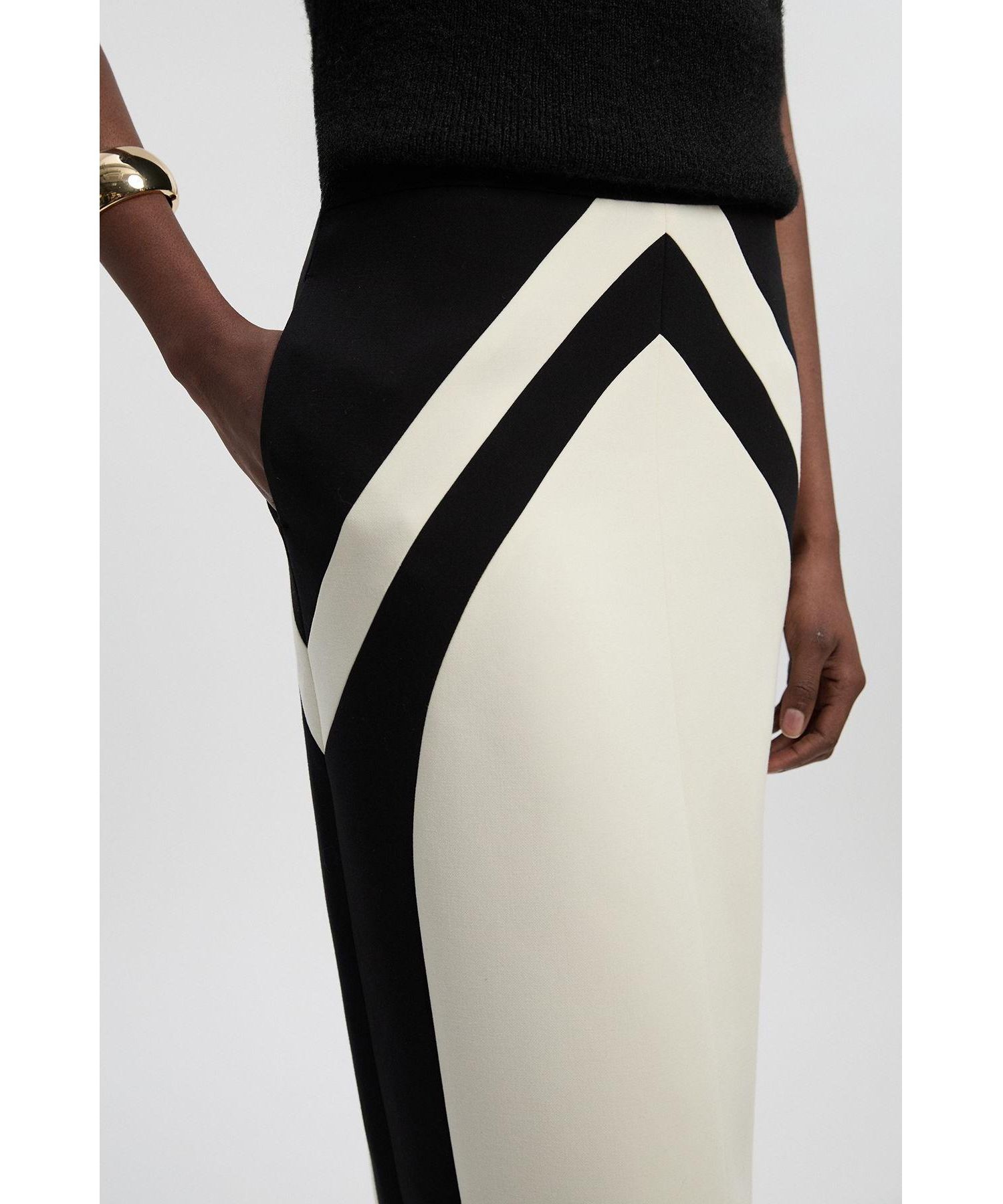 Women's Colour Block Pencil Midi Skirt