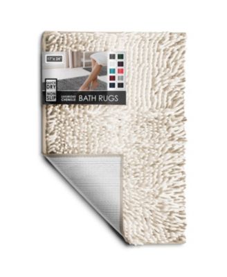 Ultra-Soft Quick-Dry Chenille Bath Rug - Non-Slip PVC Backing, Machine-Washable