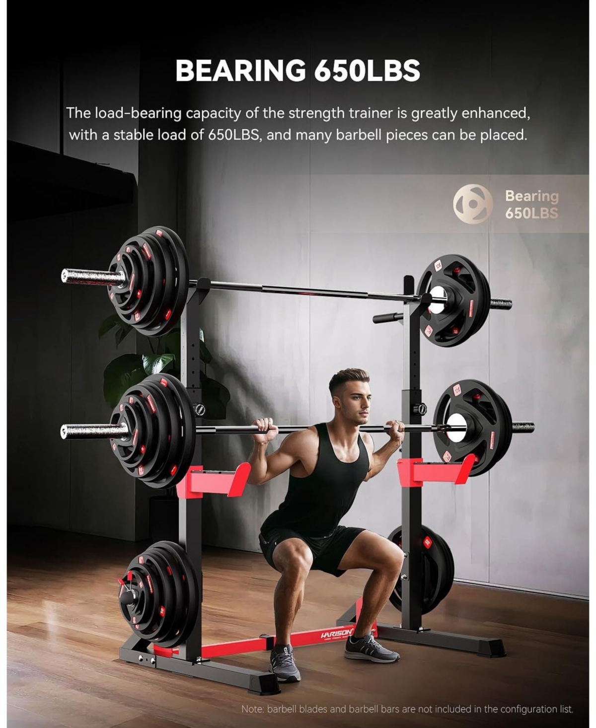 Harison Heavy Duty Squat Rack, Adjustable Barbell Rack for Home Gym, Power Rack (Hrm-G30812)