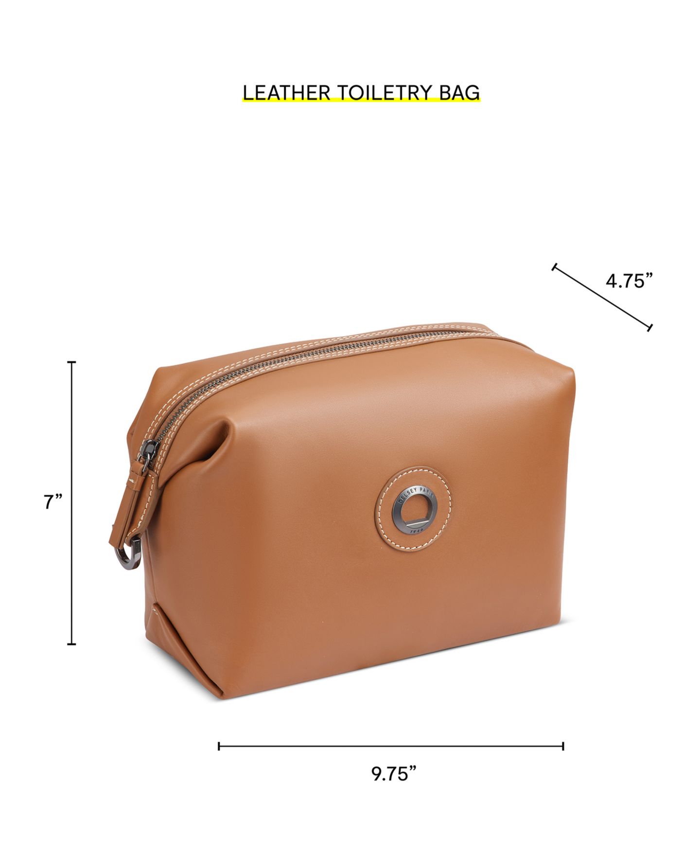 Несессер Delsey Paris Chatelet Leather 9.75" Toiletry Bag, цвет: Коньячный — фото 3