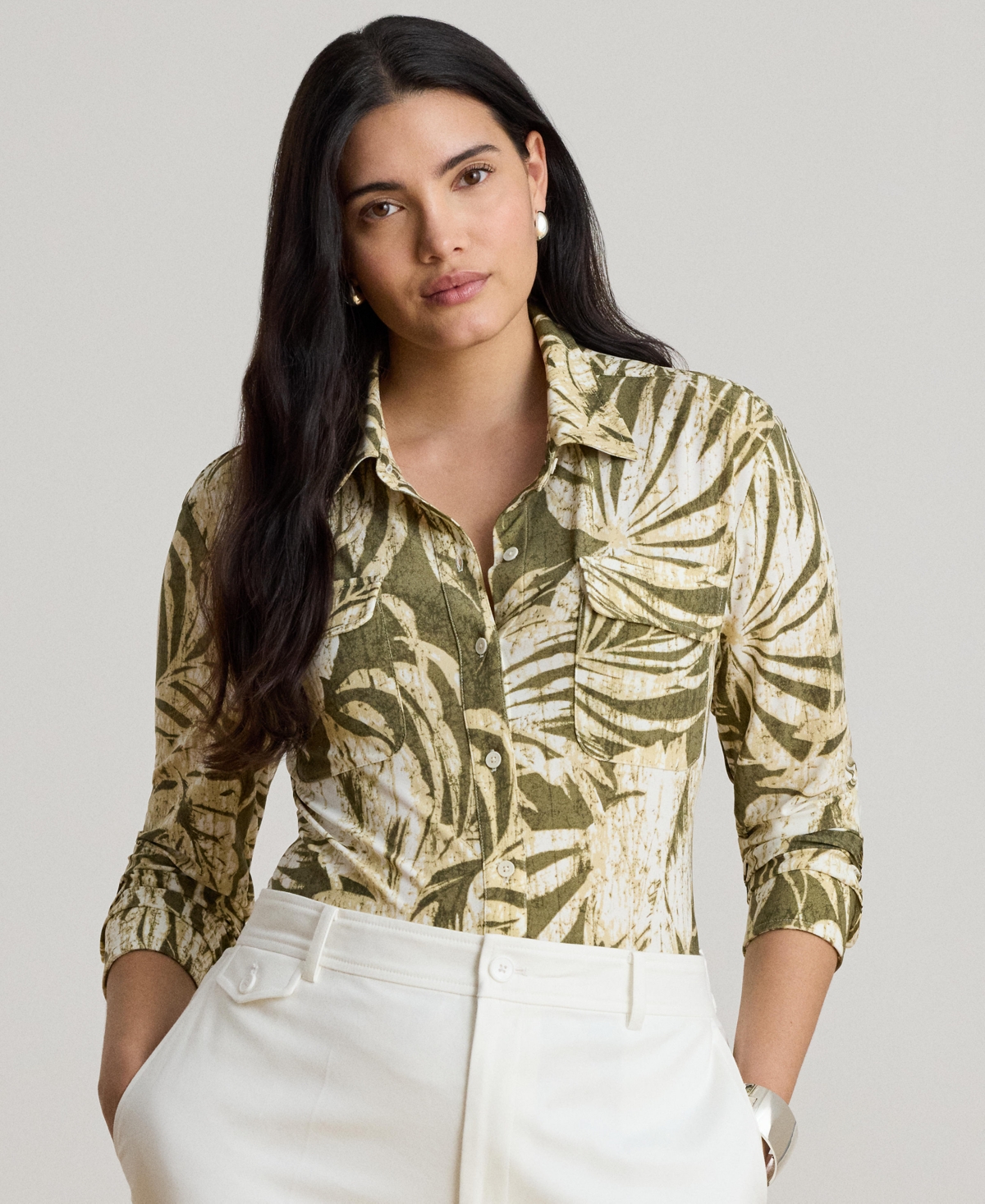 Lauren Ralph Women's Button-Up Collared Shirt