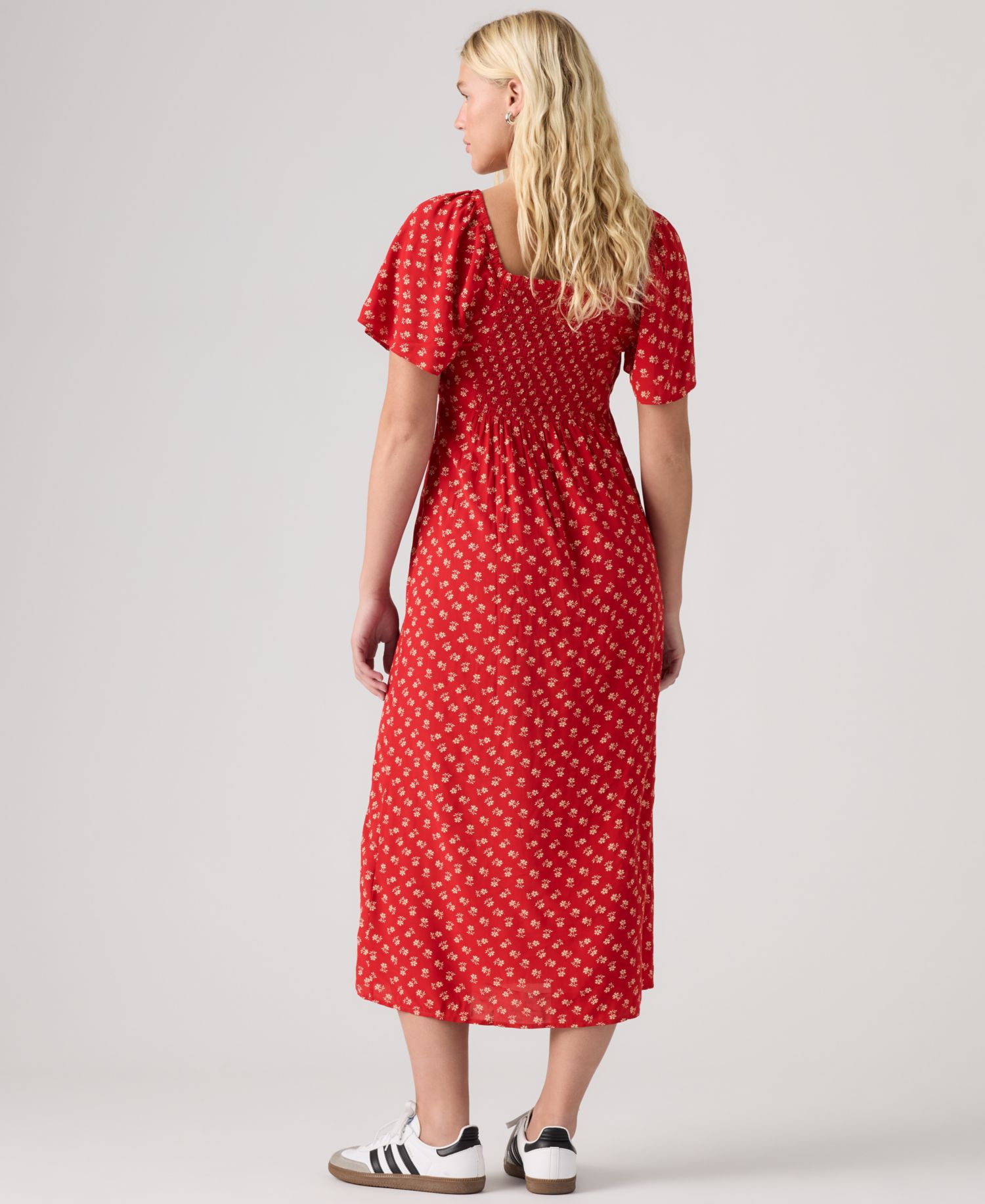 Premium Women's Amara Column Flutter-Sleeve Midi Dress