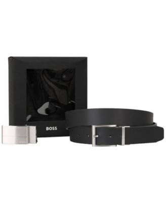 Men's Silver-Tone Hardware Leather Belt