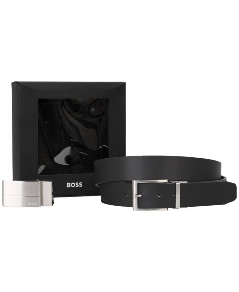 Мужские Hugo Boss Men's Silver-Tone Hardware Leather Belt