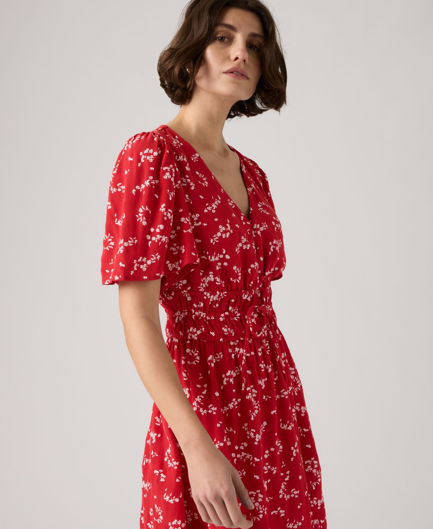 Женское платье Levi's Rylan V-Neck Mini Crepe, цвет: С принтом красный — фото 3