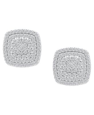 Diamond Square Cluster Stud Earrings (1/2 ct. t.w.) in Sterling Silver