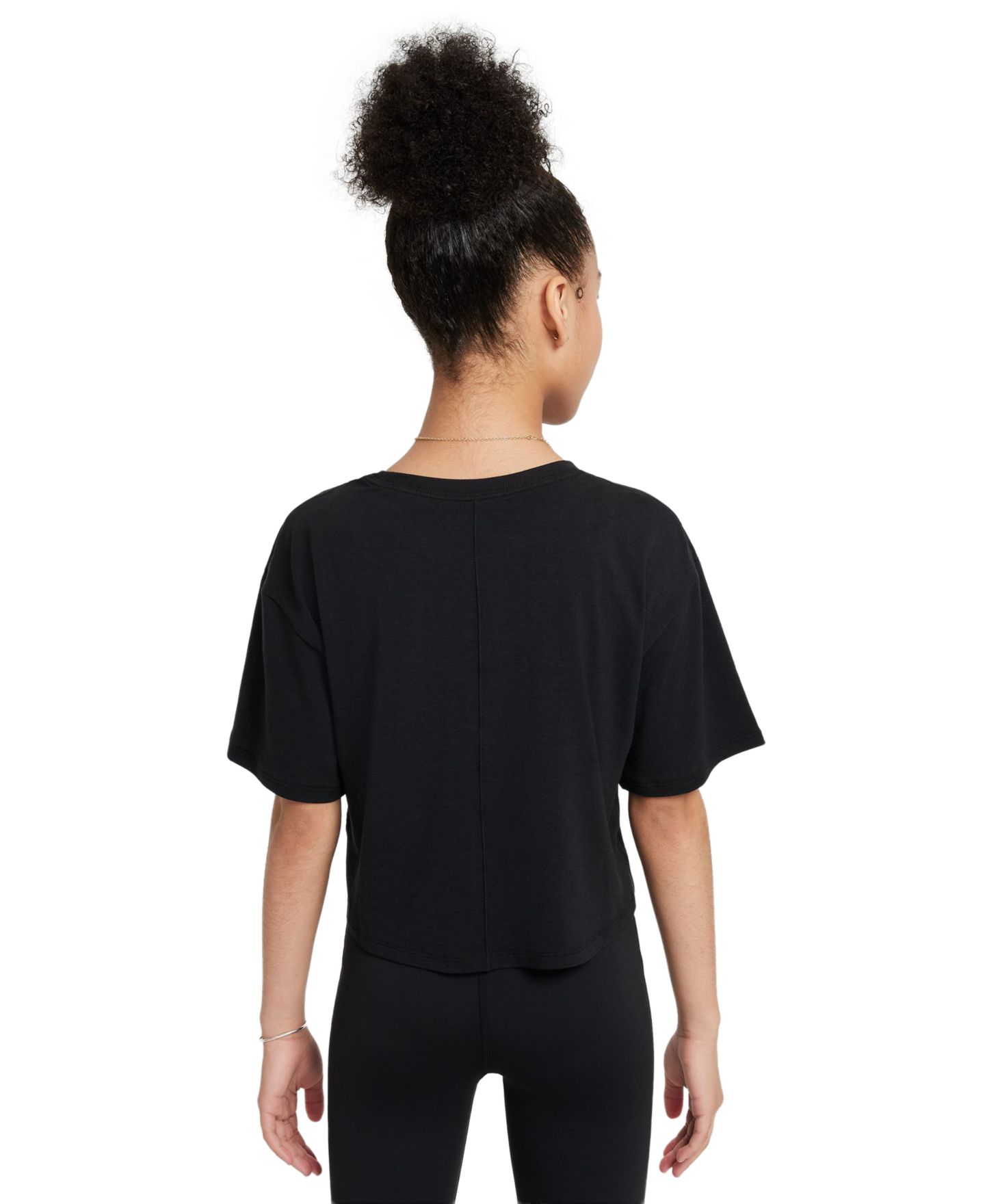 Футболка Nike One Relaxed Dri-Fit Short-Sleeve T-Shirt для девочек, цвет: Чёрный / Белый — фото 4