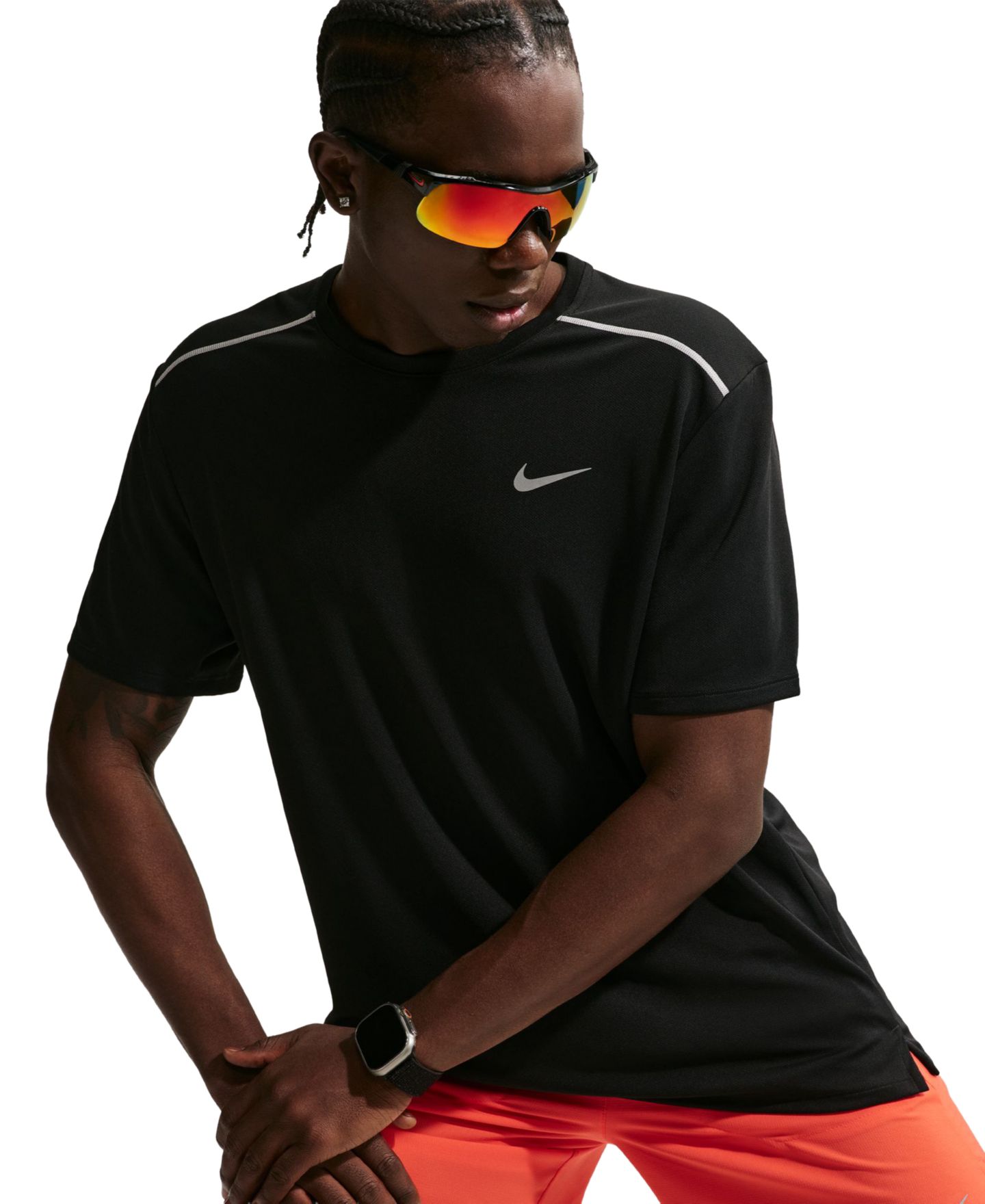 Мужская беговая футболка Nike Miler Dri-FIT, цвет: Чёрный / Светоотражающий серебряный — фото 3