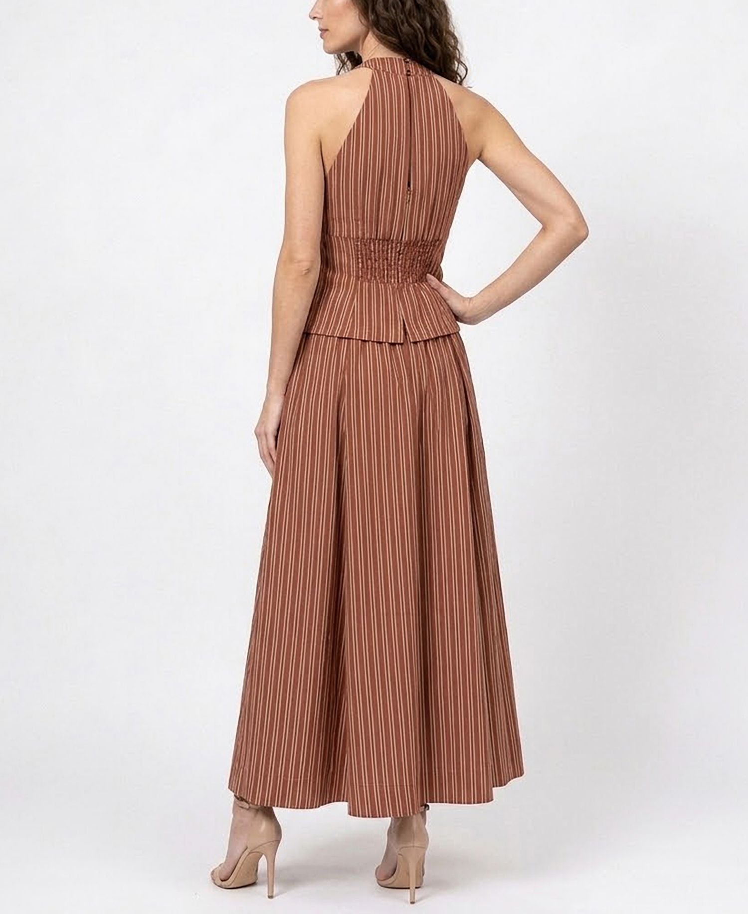 Women's Striped Drop Waist V-Neck Dress