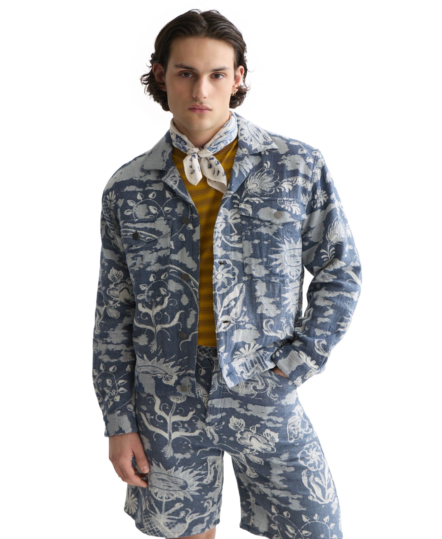 Men's Delfts Blauw Jacquard Trucker Jacket