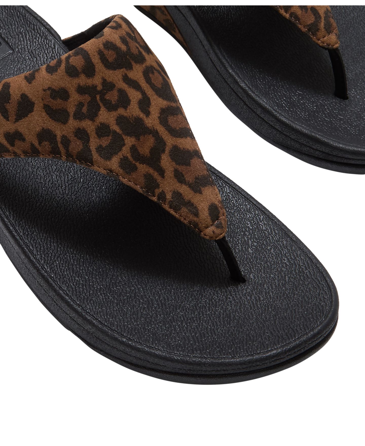 Женские сандалии FitFlop Lulu Suede Wedge-Platform Round Toe, цвет: Леопардовый с принтом — фото 5