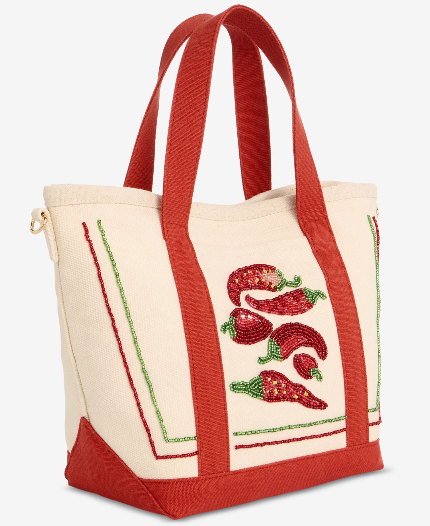 Beaded Canvas Small Tote Handbag